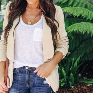 4SI3NNA Womens Cardigan Blazer Small Cream Business Casual Faux Pockets